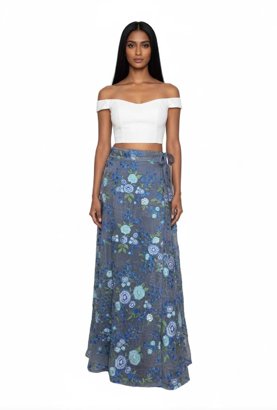 NWT The Saree Room Grey Blossom Lehenga Maxi Skirt – Size XS